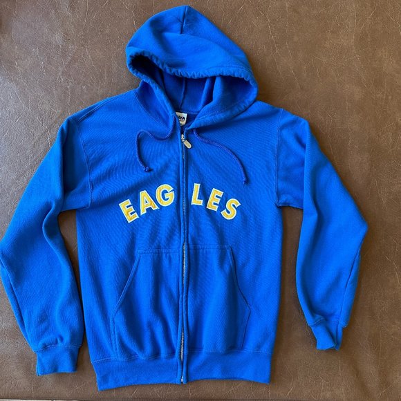 EAGLE Unisex Small Blue Zip Sweatshirt Hoodie - Picture 4 of 10